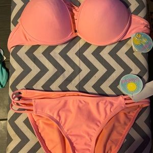 Peach colored 2 pc swim suit